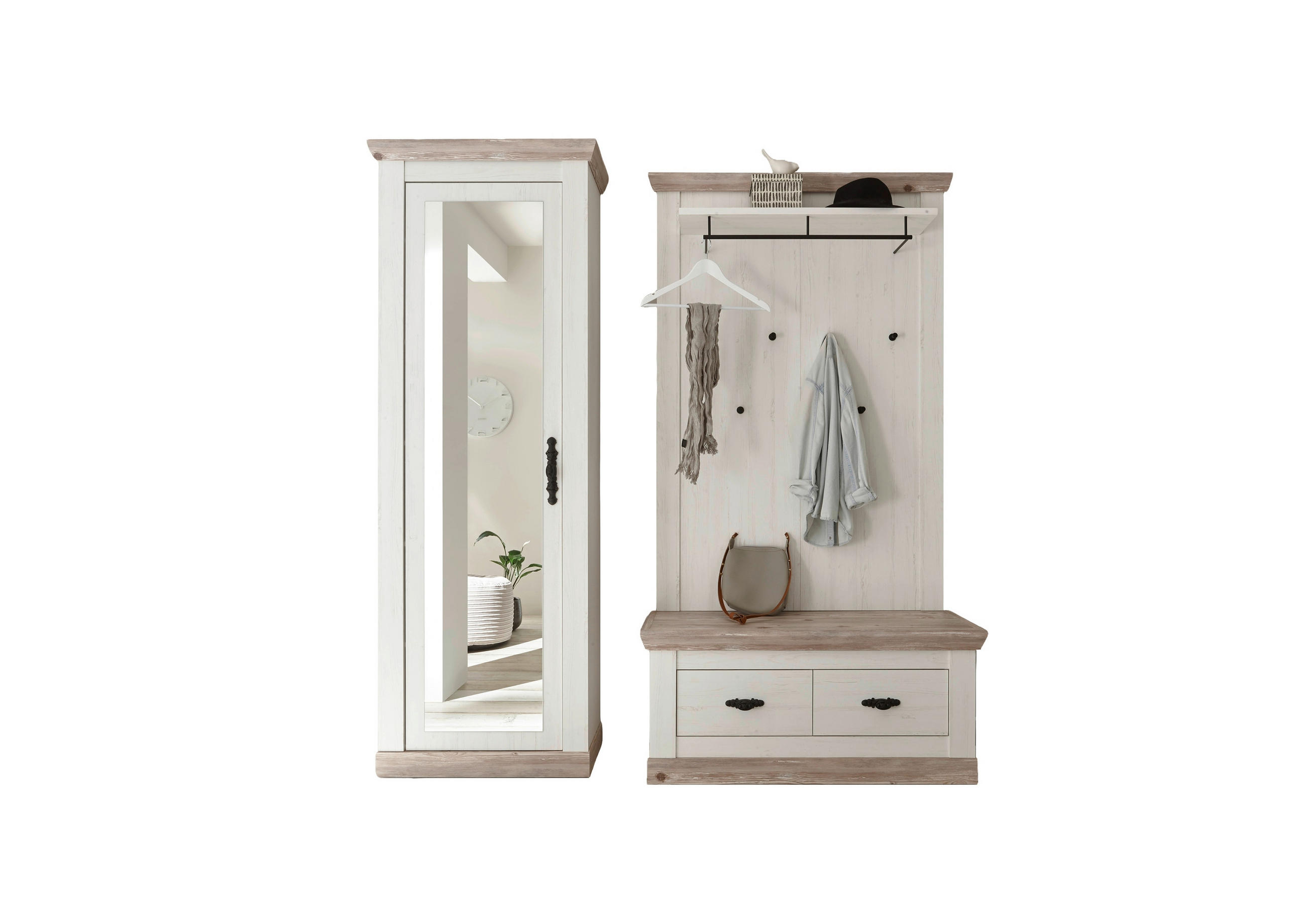 GARDEROBE 3-teilig in 190/201/45 cm - Hellbraun/Pinienfarben, Design, Holzwerkstoff (190/201/45cm) - MID.YOU
