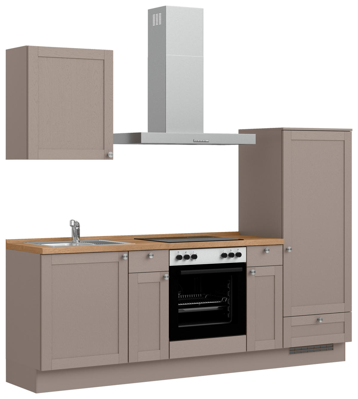KÜCHENBLOCK Frame 240 cm  in Eichefarben, Beigebraun  - Edelstahlfarben/Eichefarben, MODERN, Holzwerkstoff/Metall (240cm) - Nobilia