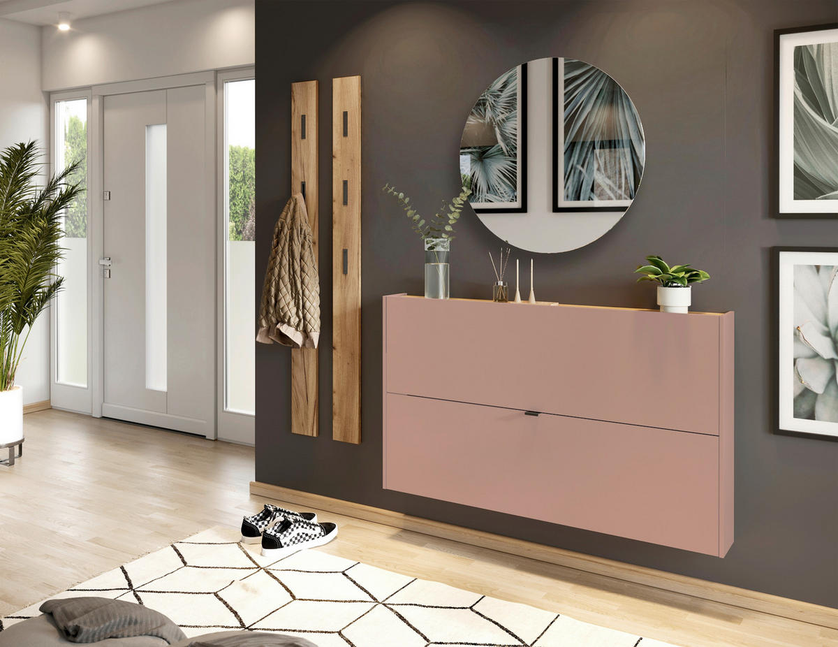 HÄNGESCHUHSCHRANK Eichefarben, Rostfarben  - Eichefarben/Rostfarben, Design, Holzwerkstoff/Metall (140/83/18cm)