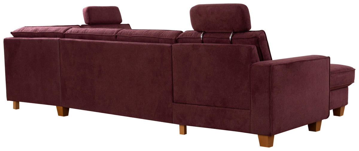WOHNLANDSCHAFT in Flachgewebe Dunkelrot  - Eichefarben/Dunkelrot, Konventionell, Holz/Textil (161/309/213cm) - Sit & More