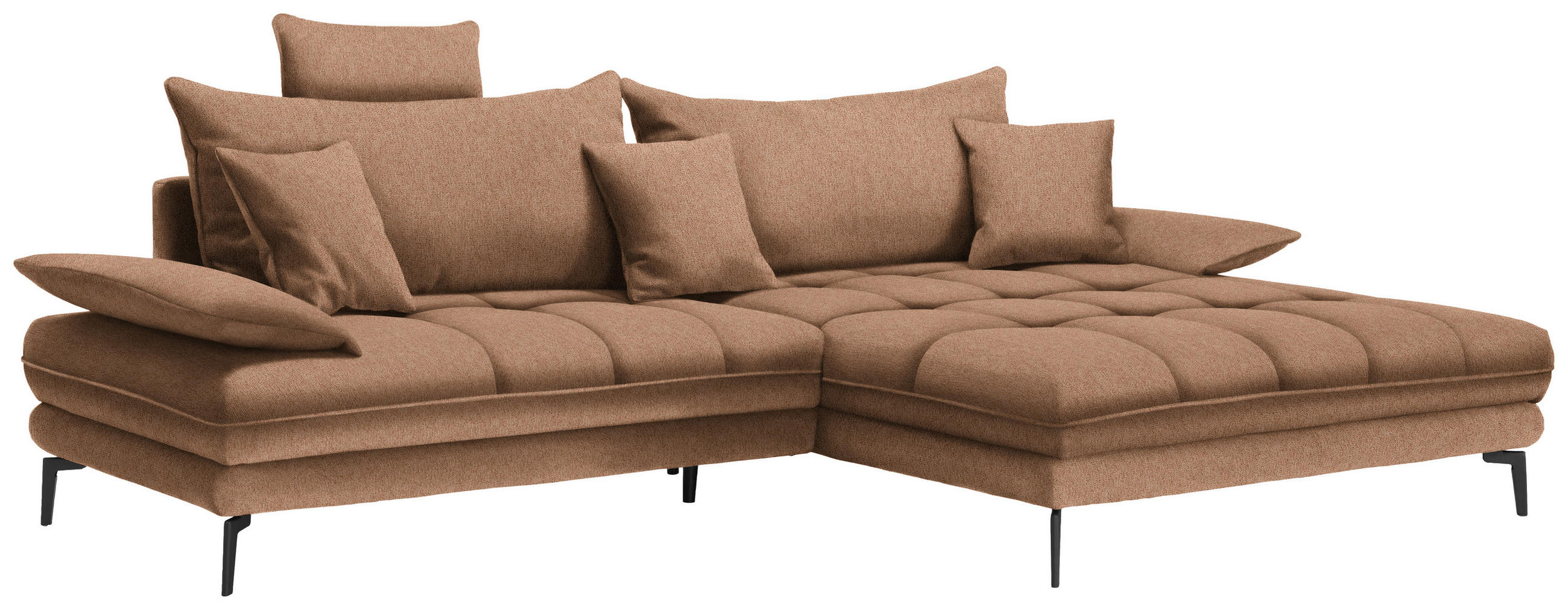 ECKSOFA PRATO Rostfarben Webstoff  - Rostfarben/Schwarz, MODERN, Textil/Metall (292/176cm) - MID.YOU