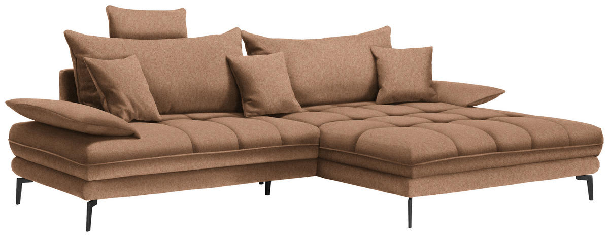 ECKSOFA PRATO Rostfarben Webstoff  - Rostfarben/Schwarz, MODERN, Textil/Metall (292/176cm) - MID.YOU