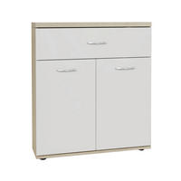 KOMODA   80/84/43 cm   bijela, hrast Sonoma  - bijela/hrast Sonoma, Basics, drvni materijal/metal (80/84/43cm)