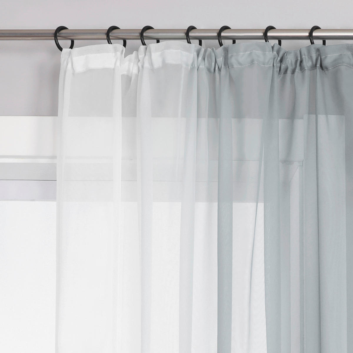 FERTIGVORHANG  transparent  140/175 cm   - Weiß Hochglanz/Hellgrau, Basics, Textil (140/175cm) - Joyswahl