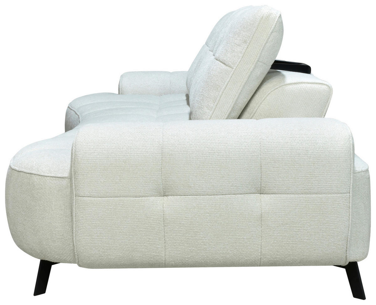 2-SITZER-SOFA Chenille Creme  - Creme/Schwarz, Design, Kunststoff/Textil (230/84/104/111/122cm) - Livetastic