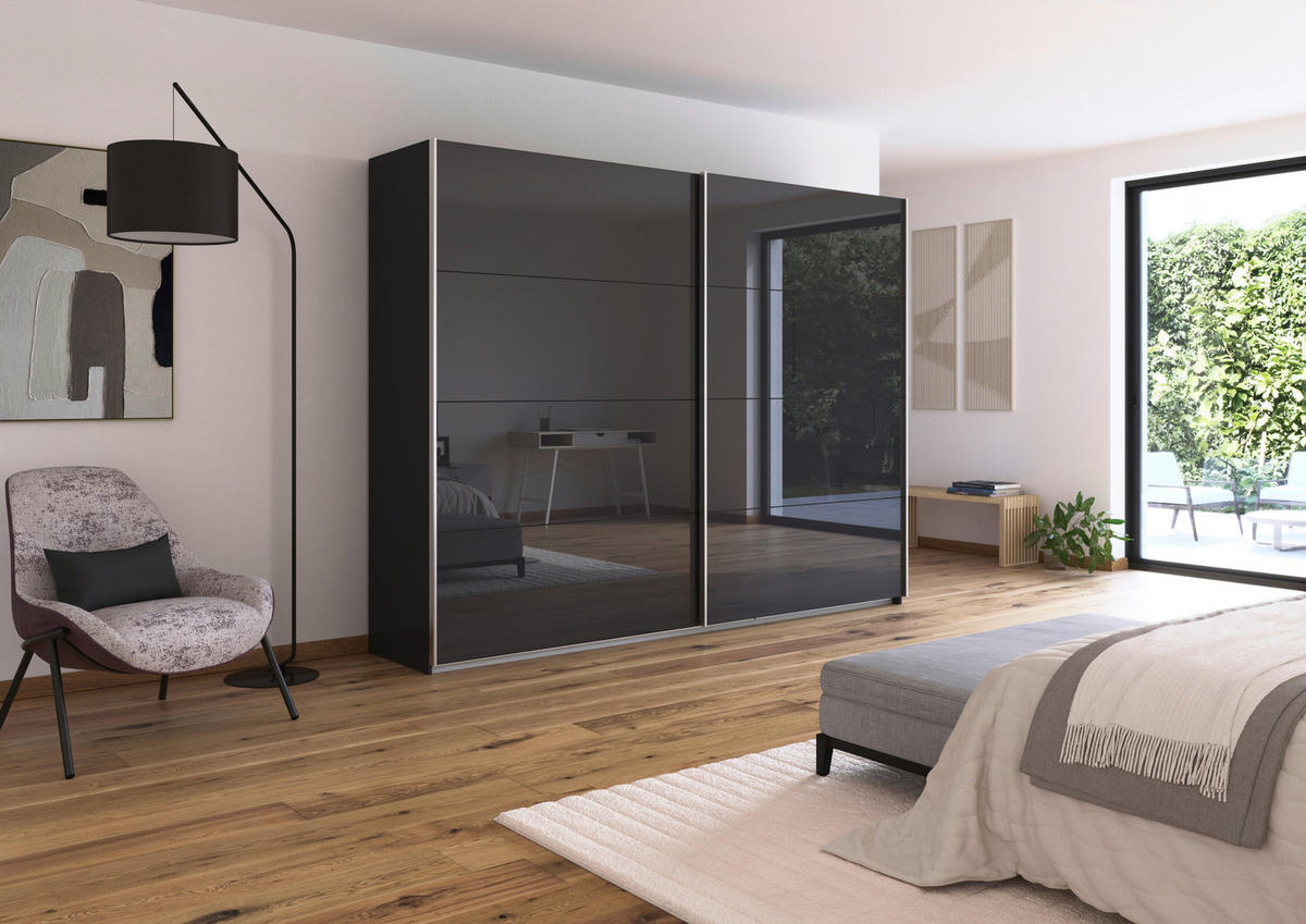 SCHWEBETÜRENSCHRANK  in Grau  - Alufarben/Grau, KONVENTIONELL, Glas/Holzwerkstoff (271/229/62cm) - Xora