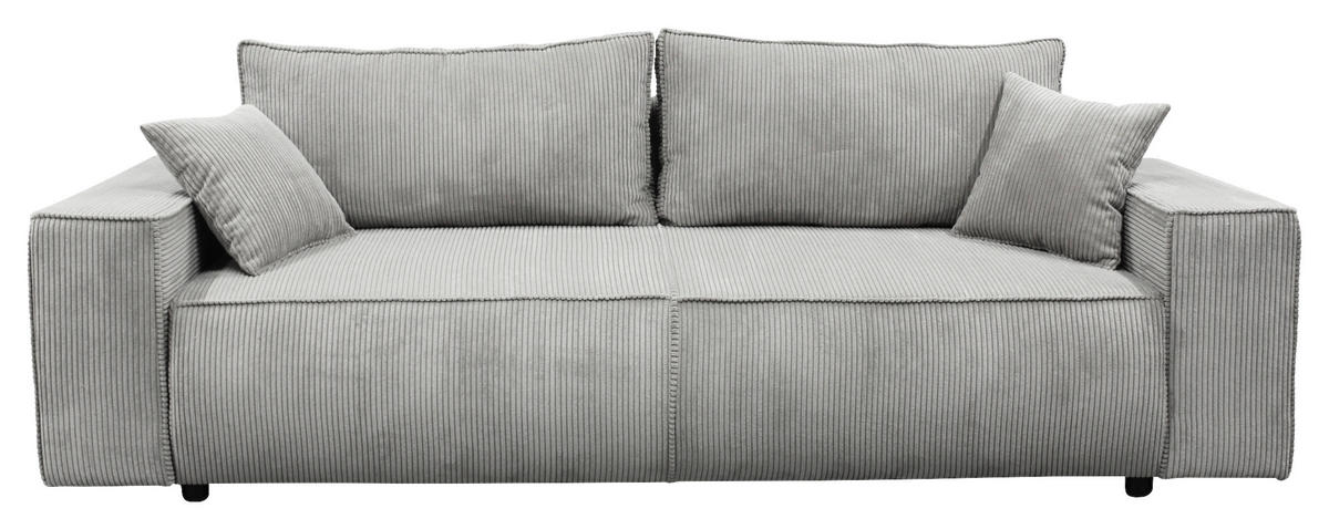SCHLAFSOFA LOFT Cord Grau  inkl. Zierkissen, Rückenkissen, Bettkasten  - Schwarz/Grau, Design, Kunststoff/Textil (255/90/97cm) - MID.YOU