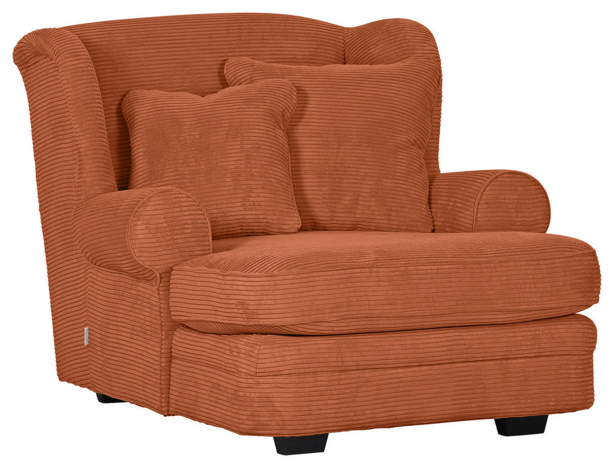 XXL KŘESLO, textil, rezavá - tmavě hnědá/rezavá, Design, dřevo/textil (121/100/140cm) - Ambia Home