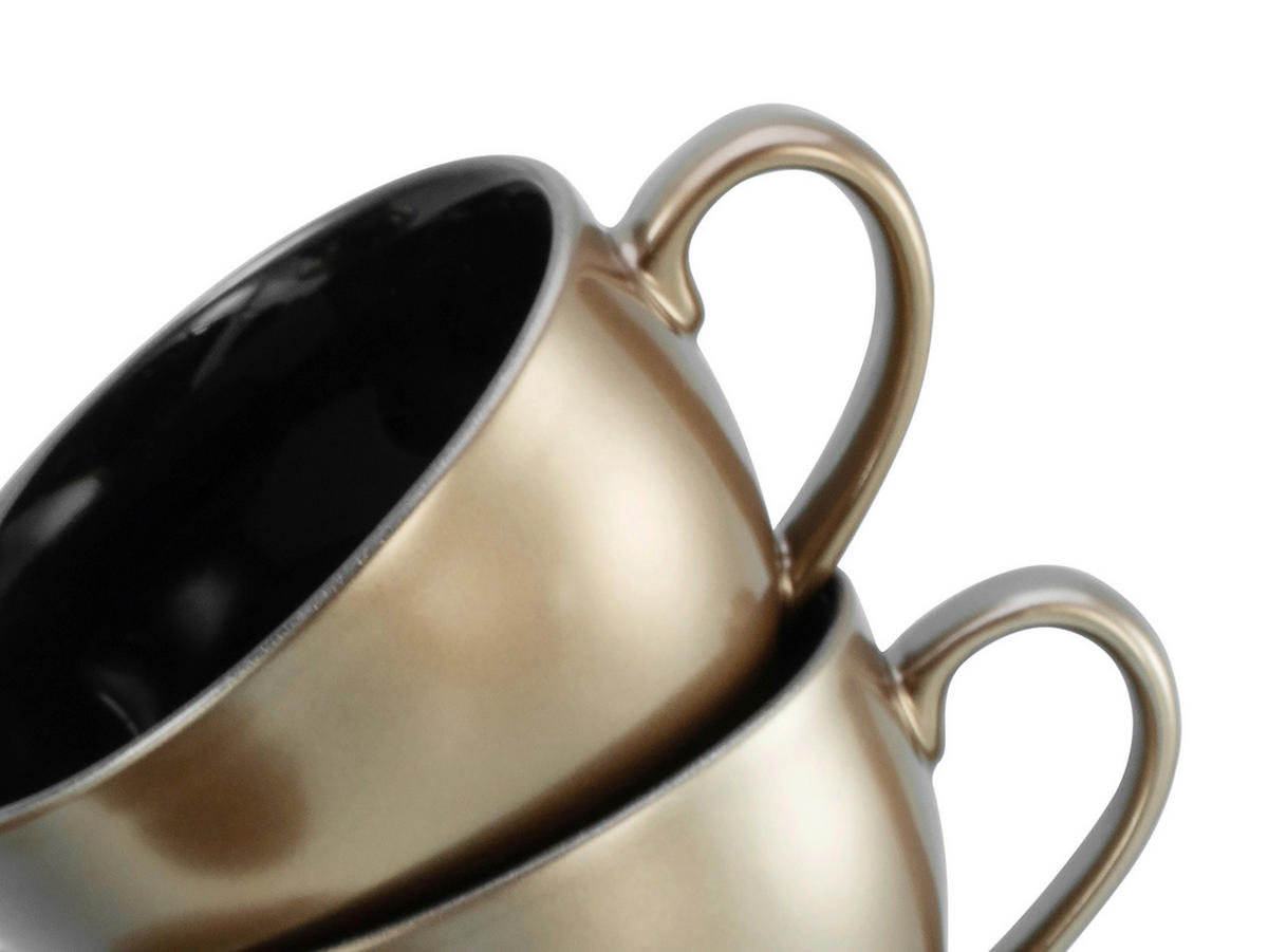 CAPPUCCINOKOPP MED FAT Golden Days Schwarz    - svart/guldfärgad, Basics, keramik - Creatable