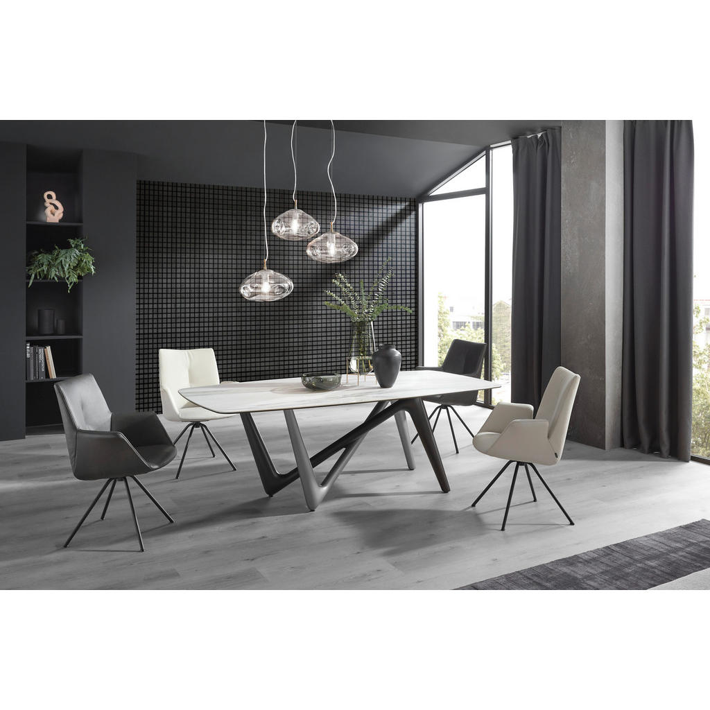 Thumbnail - Dieter Knoll Esstisch, Anthrazit, Grau, Weiß, Beige, Kunststoff, Keramik, oval, Z-Form, 110x75x220 cm, Esszimmer, Tische...