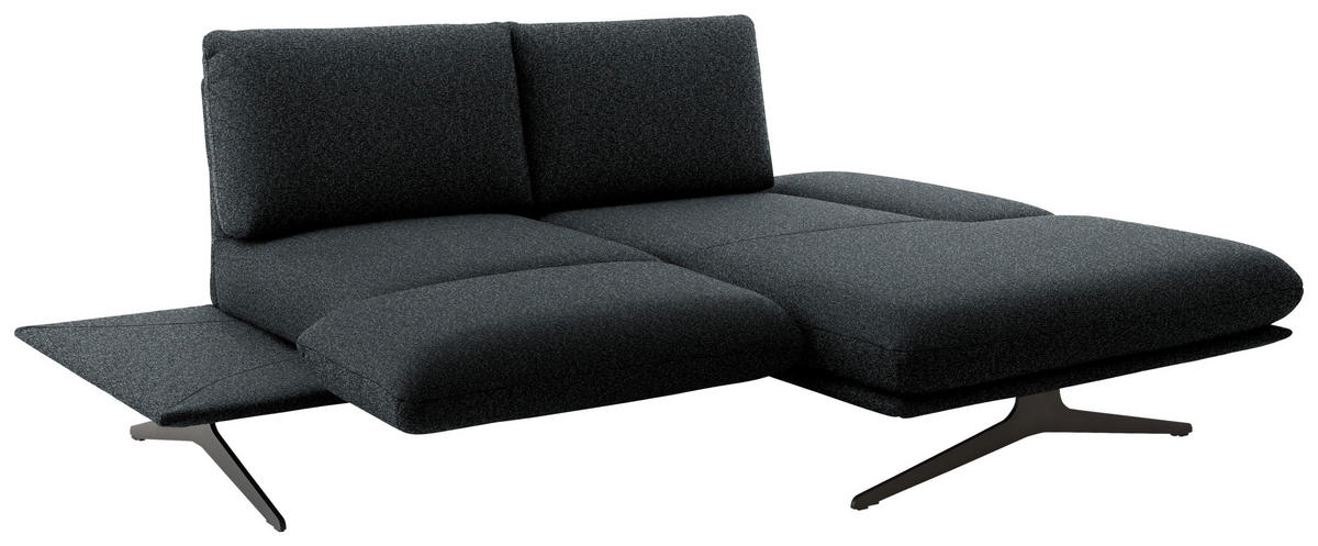 ECKSOFA  in Flachgewebe Anthrazit  234/155 cm  - Anthrazit/Schwarz, Design, Textil/Metall (234/155cm) - Dieter Knoll