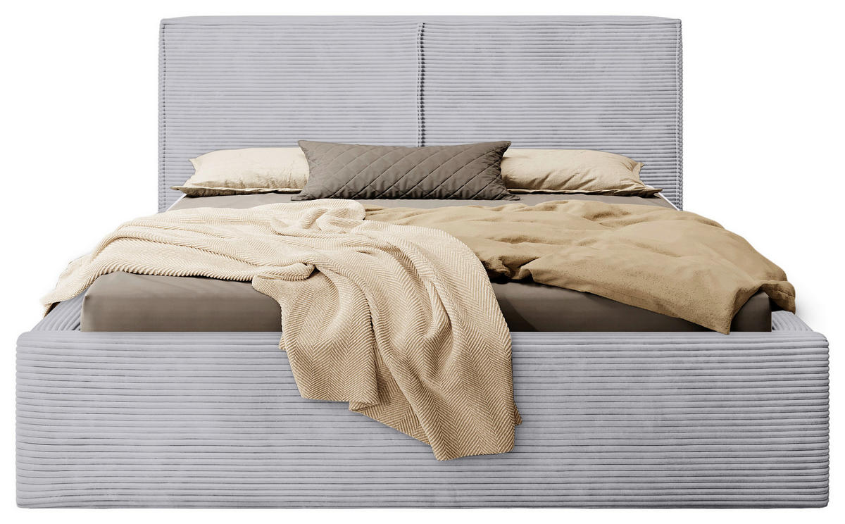 ČALOUNĚNÁ POSTEL, 180/200 cm, světle šedá - černá/světle šedá, Moderní, kov/dřevo (180/200cm) - MID.YOU