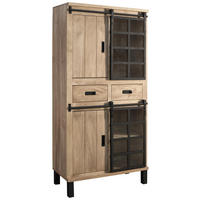 VITRINE  in Hartholz Mangoholz Schwarz, Graubraun  - Graubraun/Schwarz, LIFESTYLE, Glas/Holz (90/180/42cm) - Landscape