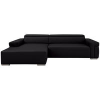 Ecksofa inkl. Funktion DUA Schwarz Echtleder  - Chromfarben/Schwarz, Design, Leder/Metall (170/293cm) - Novel