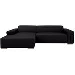 ECKSOFA DUA in Echtleder Schwarz  170/293 cm  - Chromfarben/Schwarz, Design, Leder/Metall (170/293cm) - Novel