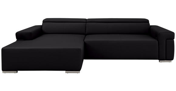 ECKSOFA DUA in Echtleder Schwarz  170/293 cm  - Chromfarben/Schwarz, Design, Leder/Metall (170/293cm) - Novel
