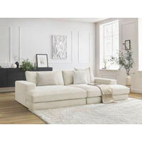 BIGSOFA LEONARD Cord Beige  - Beige/Schwarz, MODERN, Kunststoff/Textil (234/77/159cm)