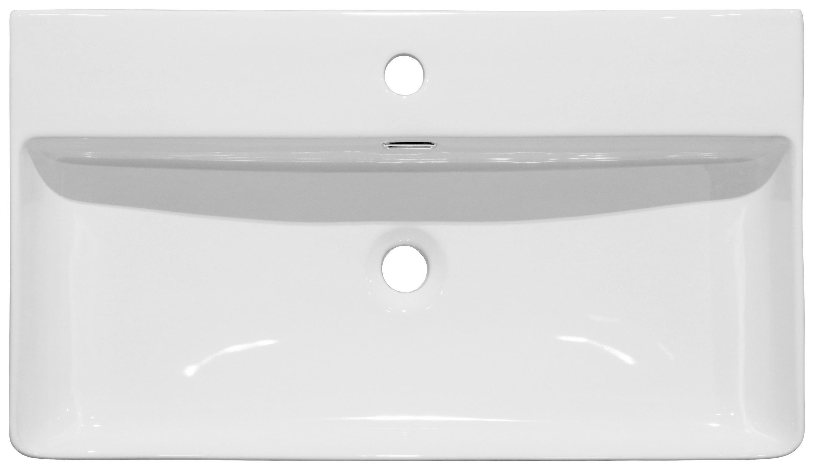 WASCHBECKEN 81/13/42 cm  - Weiß, Basics, Keramik (81/13/42cm) - Linea Natura