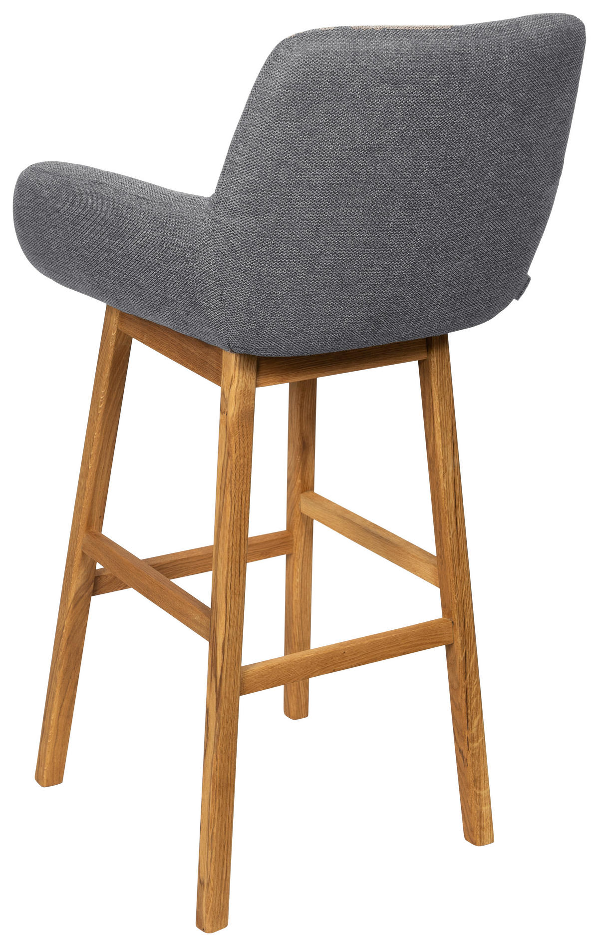 BARHOCKER Webstoff Anthrazit Eiche massiv  - Eichefarben/Anthrazit, KONVENTIONELL, Holz/Textil (54,5/104,5/58cm) - Linea Natura