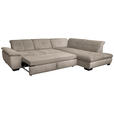 ECKSOFA in Cord Graubraun  - Graubraun/Schwarz, Design, Textil/Metall (313/242cm) - Xora