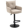 BARHOCKER Cord Creme, Schwarz, Beige Eisen Stoffauswahl, Sitzfläche 360° drehbar, inklusive Armlehnen  - Beige/Creme, Design, Textil/Metall (54/98-120/58cm) - Novel