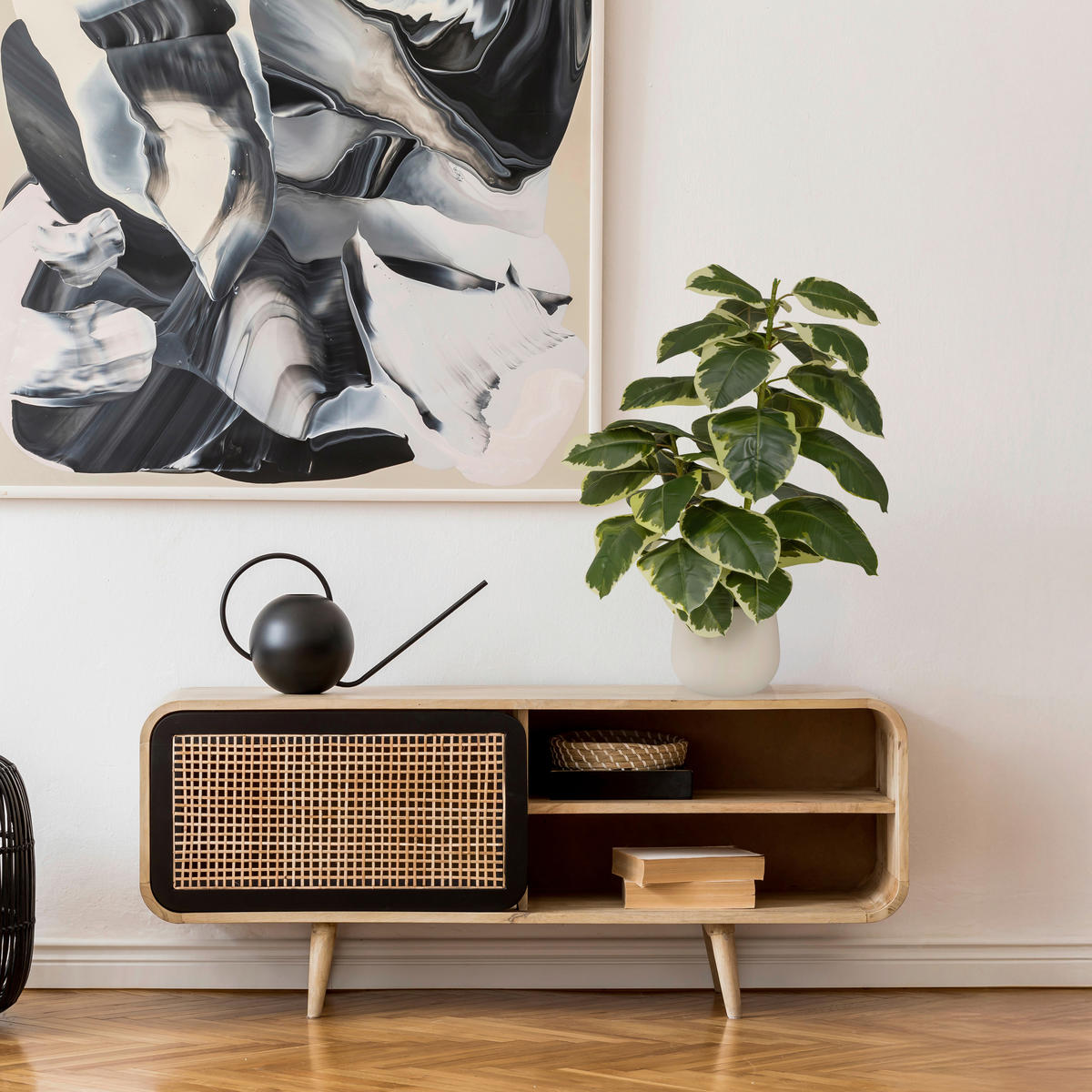 KUNSTPFLANZE  - Dunkelgrün/Creme, MODERN, Kunststoff/Metall (60/85/55cm) - MID.YOU