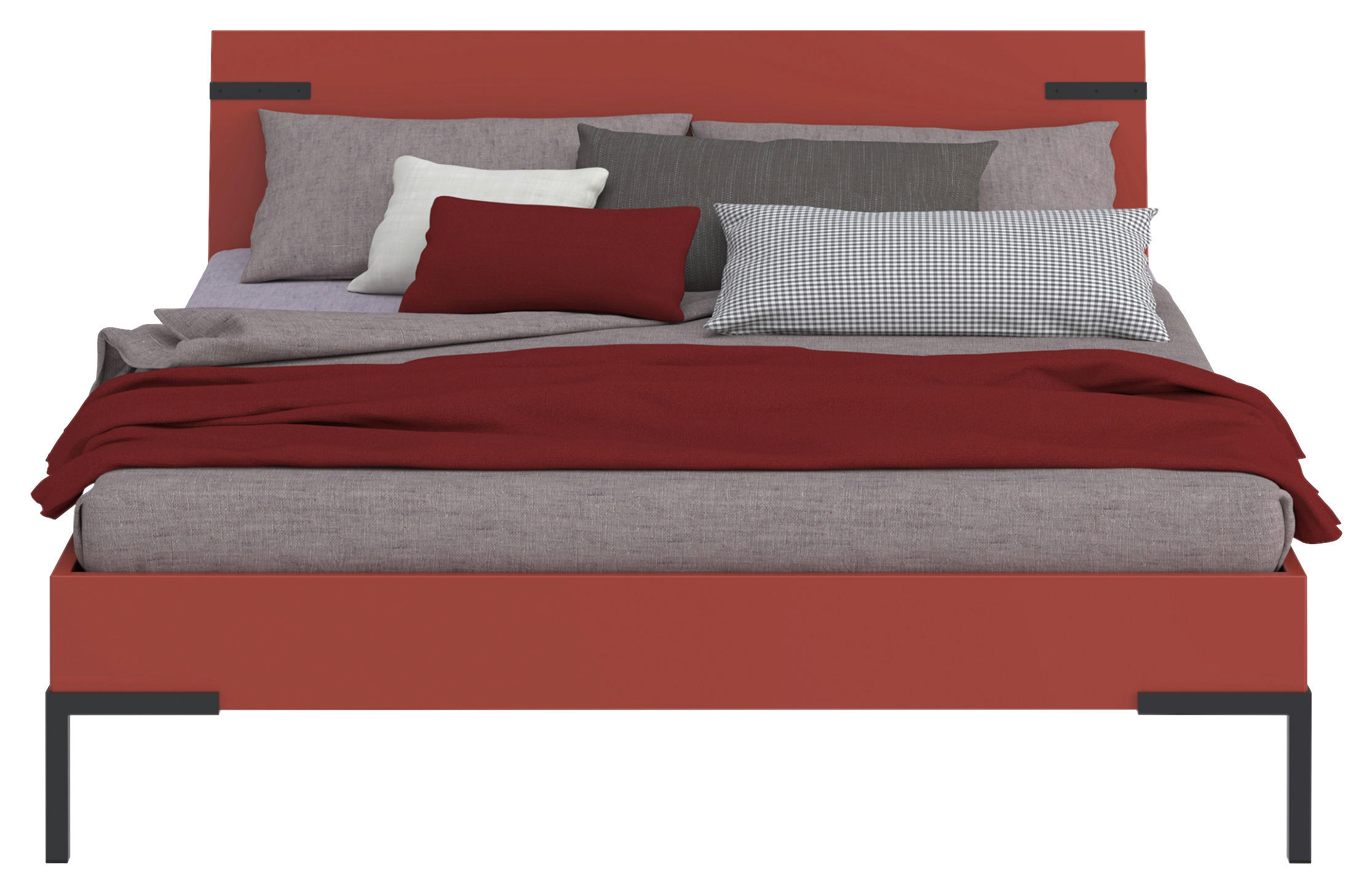 BETT 160/200 cm  in Koralle  - Koralle/Schwarz, Design, Holzwerkstoff/Metall (160/200cm) - Xora