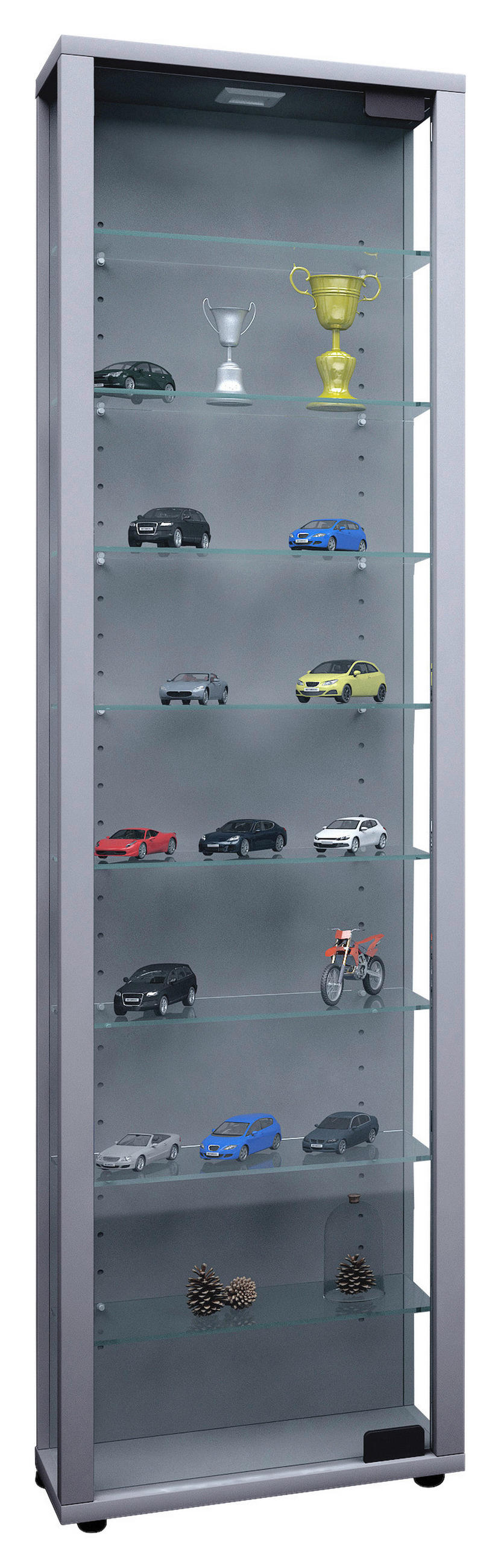 VITRINE in Silberfarben  - Transparent/Silberfarben, Design, Glas/Holzwerkstoff (33/113/18cm) - MID.YOU