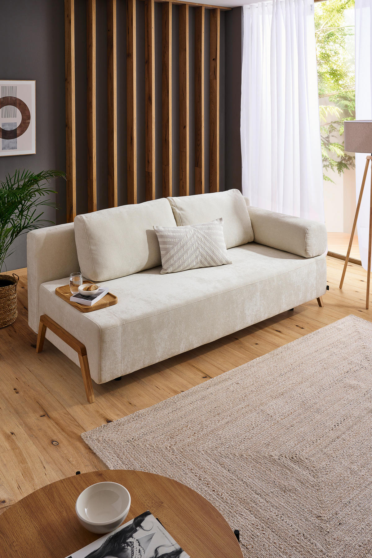 SCHLAFSOFA in Textil Creme  - Creme/Naturfarben, Design, Holz/Textil (211/88/102cm) - Niels Andersson