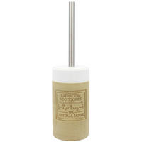 WC SADA - ŠTĚTKA A DRŽÁK - bílá/hnědá, Basics, kov/plast (9,9/19/9,9cm) - Sadena