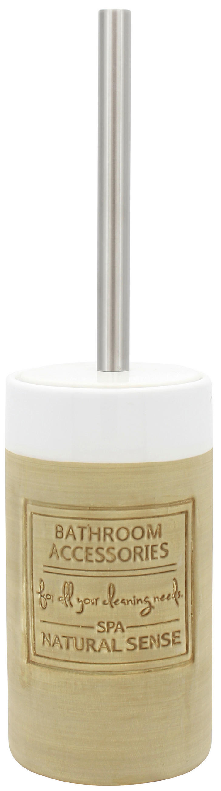 WC SADA - ŠTĚTKA A DRŽÁK - bílá/hnědá, Basics, kov/plast (9,9/19/9,9cm) - Sadena