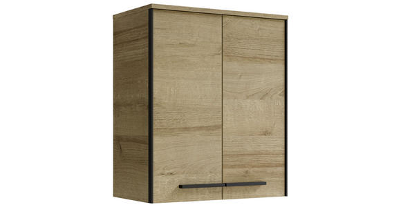 HÄNGESCHRANK 60/70/33 cm  - Eichefarben/Schwarz, Natur, Glas/Holzwerkstoff (60/70/33cm) - Xora