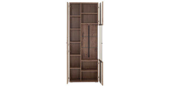 VITRINE in Anthrazit, Eichefarben - Eichefarben/Anthrazit, KONVENTIONELL, Glas/Holzwerkstoff (75/207/38cm) - Cantus