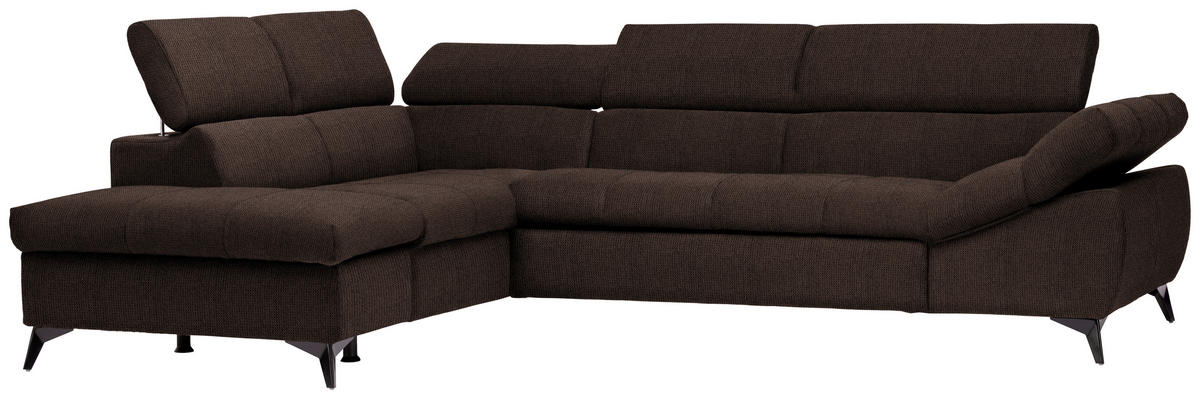ECKSOFA in Mikrofaser Dunkelbraun  - Dunkelbraun/Schwarz, Design, Kunststoff/Textil (210/279cm) - Livetastic