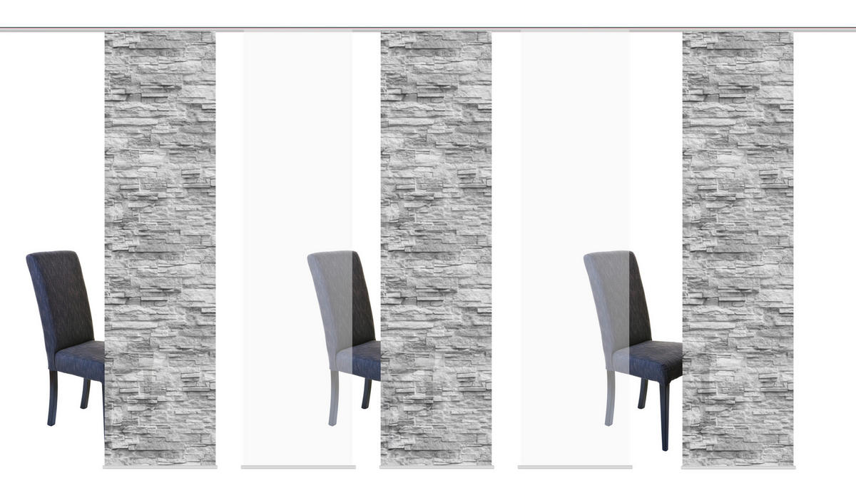 FLÄCHENVORHANG 5ER SET in Anthrazit halbtransparent  - Anthrazit, Design, Textil (60/245cm) - Schmidt W. Gmbh