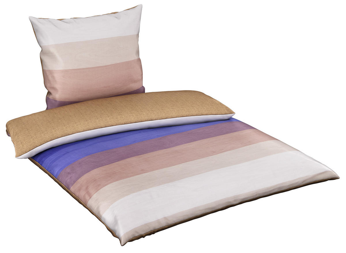 BETTWÄSCHE Satin 135/200 cm  - Blau/Braun, KONVENTIONELL, Textil (135/200cm) - Ambiente