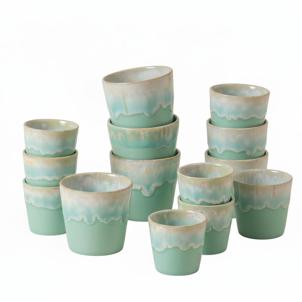 ESPRESSO & KAFFEETASSENSET GRESPRESSO 12-teilig  - Türkis, Basics, Keramik - Costa Nova