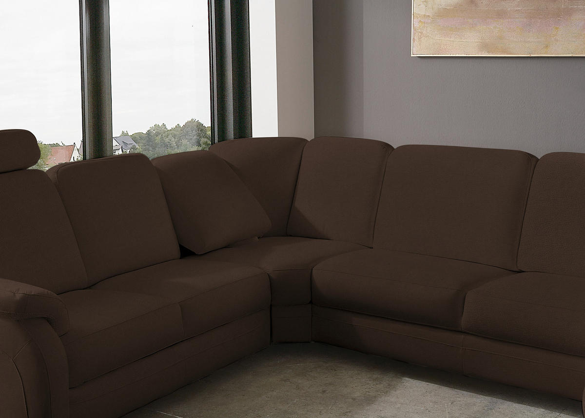 WOHNLANDSCHAFT  in Echtleder Dunkelbraun  - Dunkelbraun/Alufarben, KONVENTIONELL, Leder/Metall (239/329/165cm) - Beldomo Premium