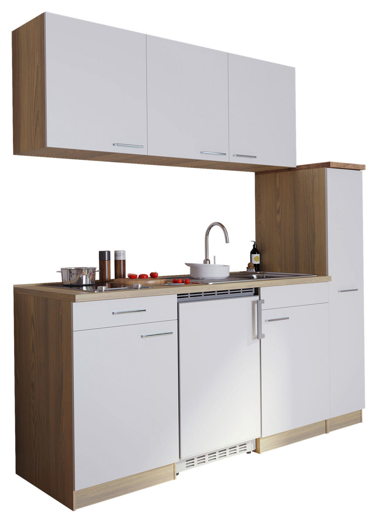 MODULKÖK 180 cm   i vit  - vit/aluminiumfärg, Basics, trämaterial/plast (180cm) - Respekta