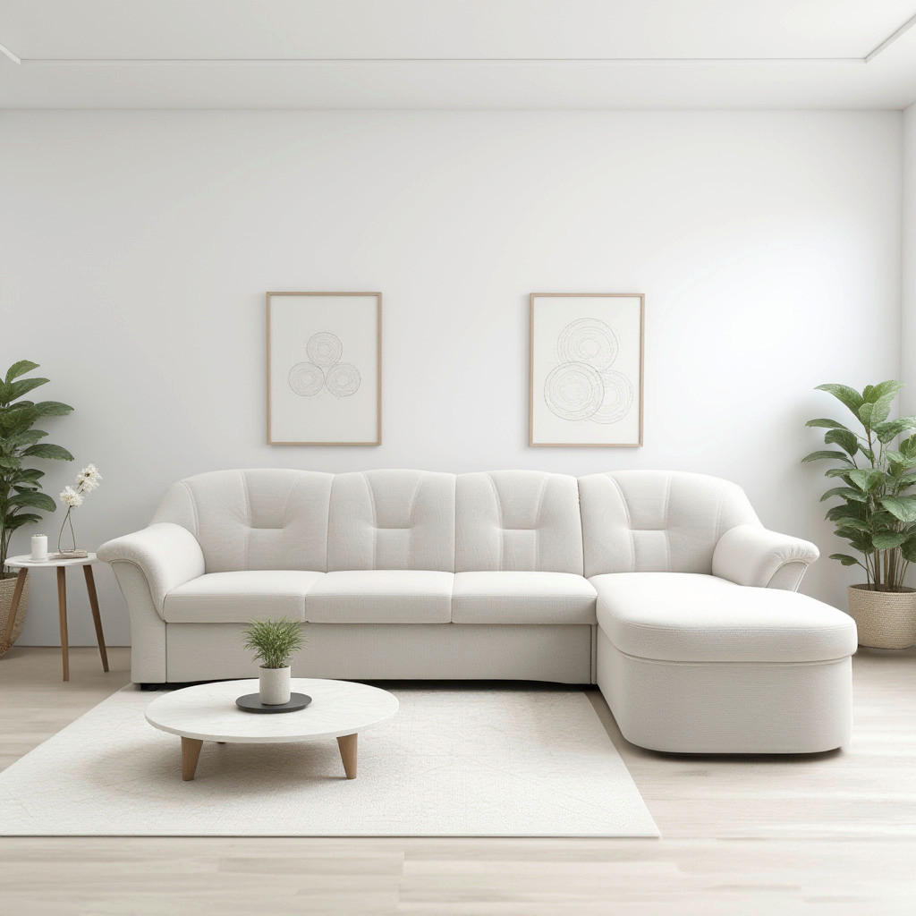 ECKSOFA FLORES FK Creme Mikrofaser  - Creme/Schwarz, KONVENTIONELL, Kunststoff/Textil (231/142/84cm) - MID.YOU