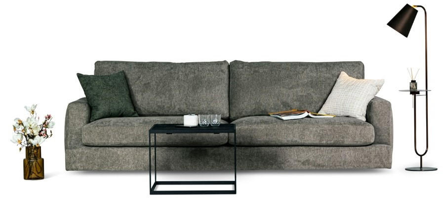 SOFFA i grön, grå  - grön/svart, Klassisk, trä/textil (253/87/105cm) - Best Price