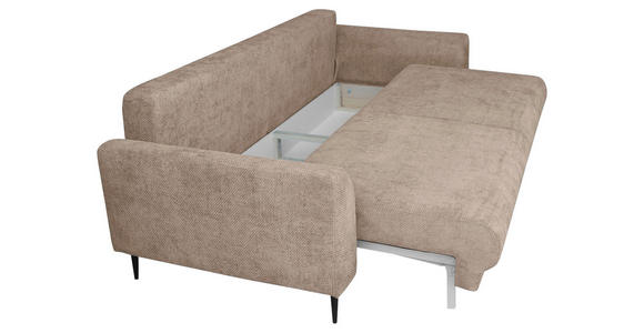 SCHLAFSOFA  mit Liegefunktion, Schlafen auf Sitzhöhe, Rücken echt Chenille Beige  - Beige/Schwarz, KONVENTIONELL, Textil/Metall (235/90/104cm) - Carryhome