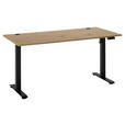 SCHREIBTISCH 160/77/72-120 cm Eiche Artisan  elektrisch  - Schwarz/Eiche Artisan, MODERN, Holzwerkstoff/Metall (160/77/72-120cm) - Carryhome