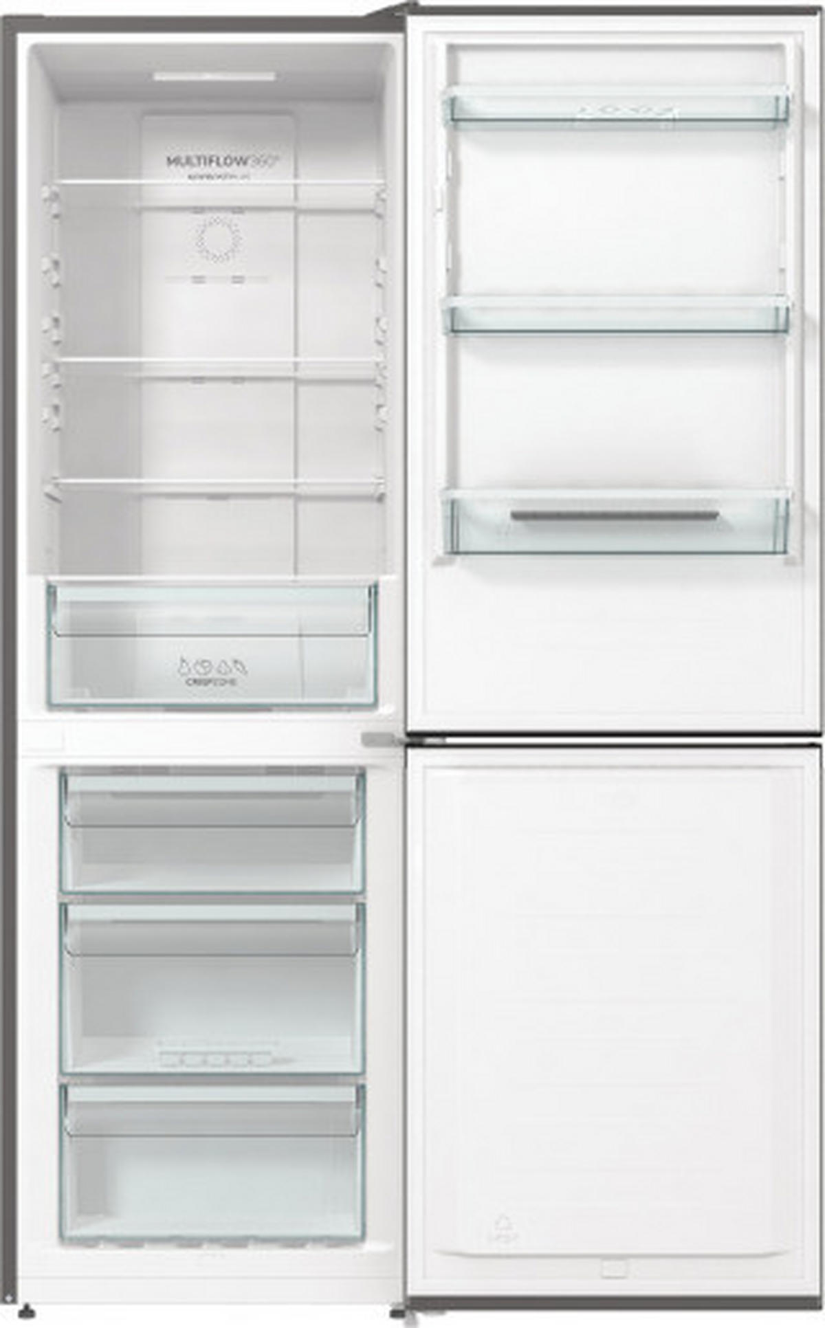 KÜHL-GEFRIER-KOMBINATION N61EA2XL4  - Edelstahlfarben, Basics, Glas/Kunststoff (60/185/59,2cm) - Gorenje