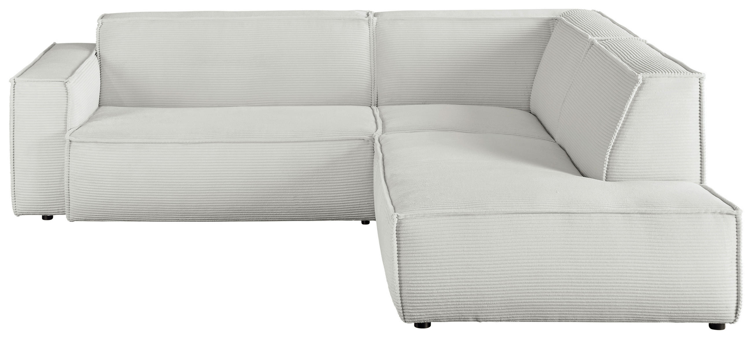 ECKSOFA Cord Hellgrau  - Hellgrau/Schwarz, Konventionell, Kunststoff/Textil (254/224cm) - Hom`in