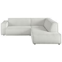 ECKSOFA  in Cord Hellgrau Rücken echt  254/224 cm  - Hellgrau/Schwarz, KONVENTIONELL, Kunststoff/Textil (254/224cm) - Hom`in