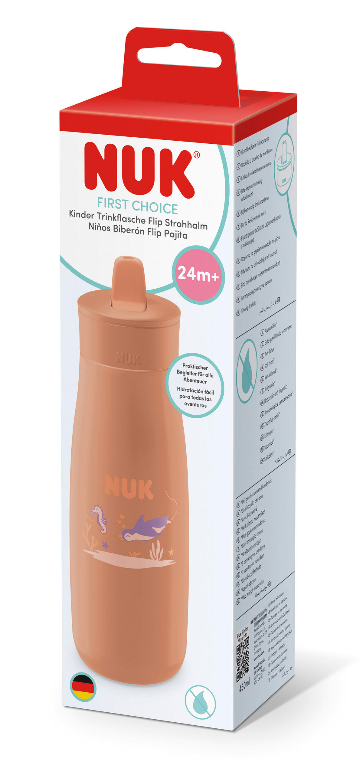 KINDERTRINKFLASCHE NUK FC Trinkflasche Flip-Strohhalm 450ml  - Dunkelorange, Basics, Kunststoff (450ml) - NUK