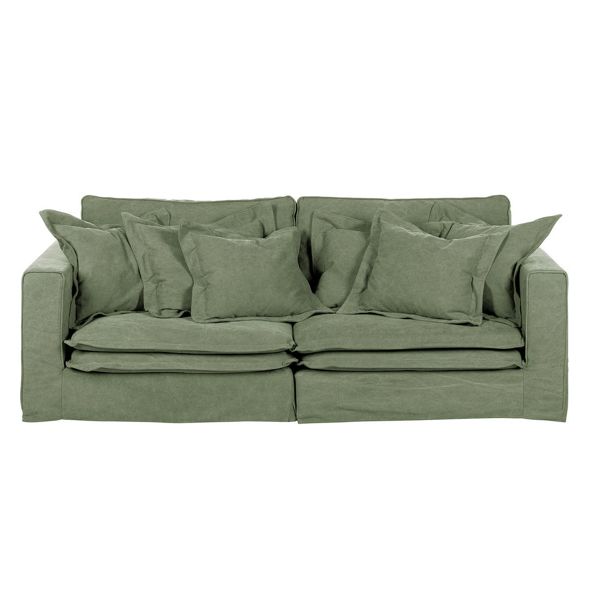 3-SITZER-SOFA STELLA in Webstoff Olivgrün  - Schwarz/Olivgrün, Design, Kunststoff/Textil (238/90/119cm) - P & B