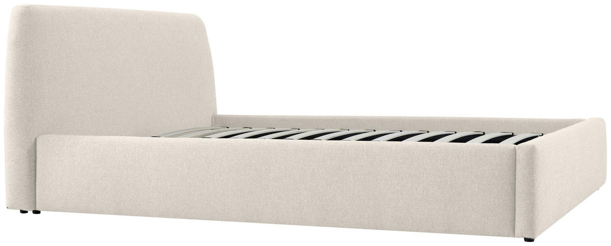 ČALOUNĚNÁ POSTEL, 140/200 cm, krémová - černá/krémová, Moderní, kov/dřevo (140/200cm) - Livetastic