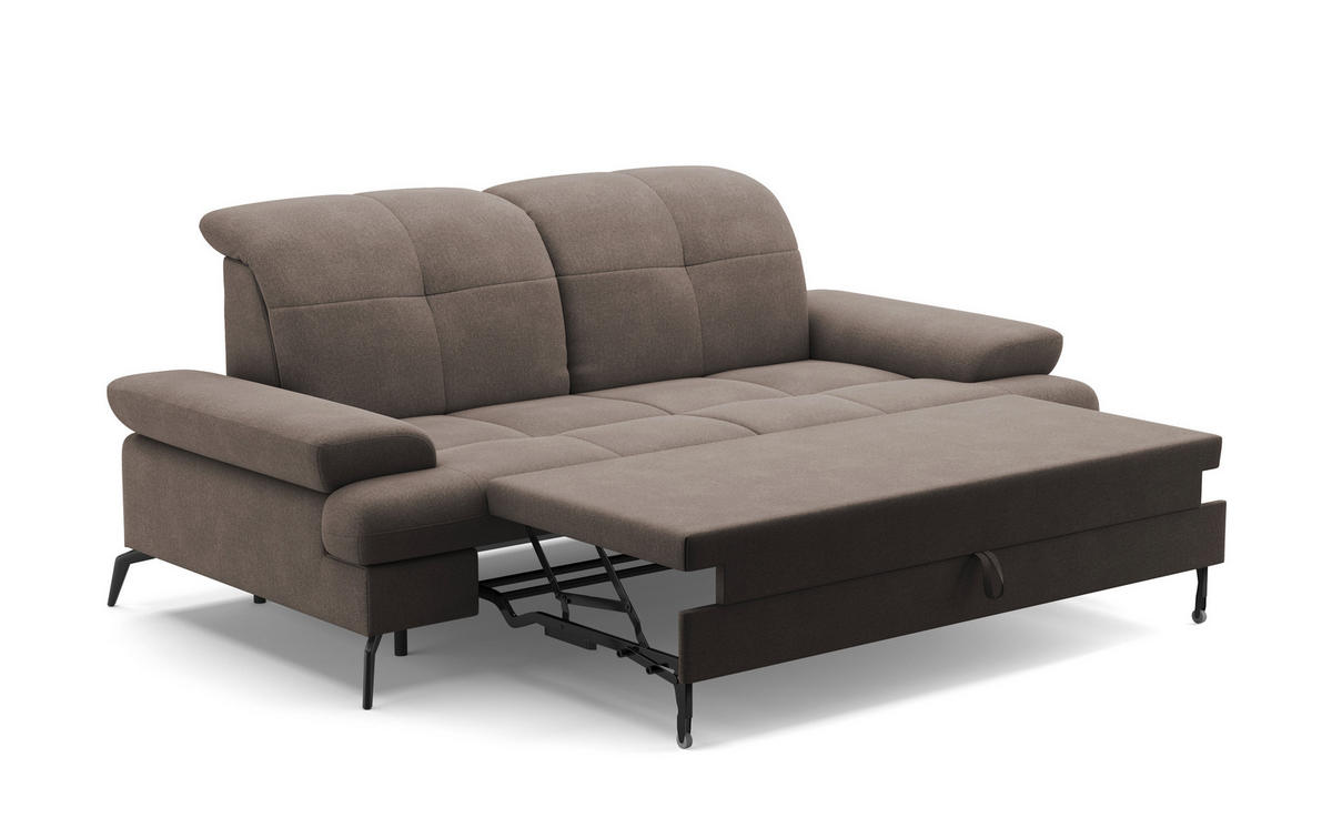 2,5-SITZER in Flachgewebe Schlammfarben  - Schlammfarben/Schwarz, Konventionell, Textil/Metall (202/90/122cm) - Sit & More